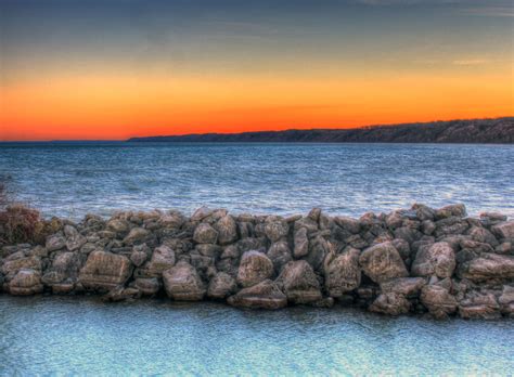 Lake Michigan Horizon at Port Washington, Wisconsin image - Free stock ...