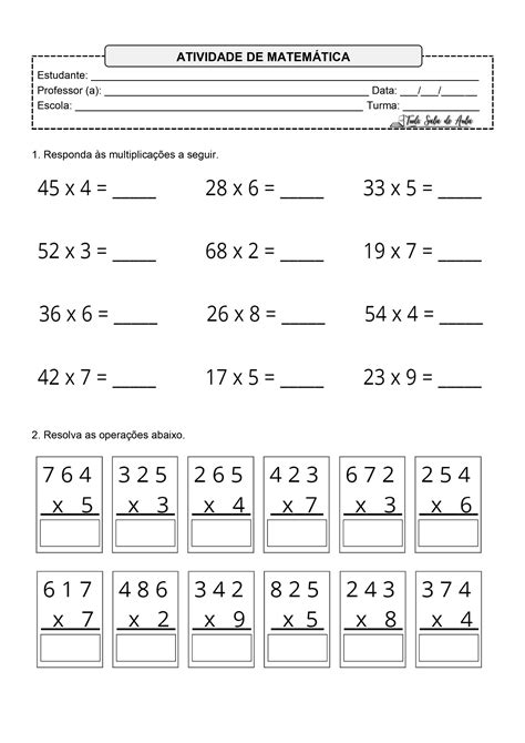 Dicas Sobre Problemas De Multiplicacao Para 4 Ano MATEMÁTICA