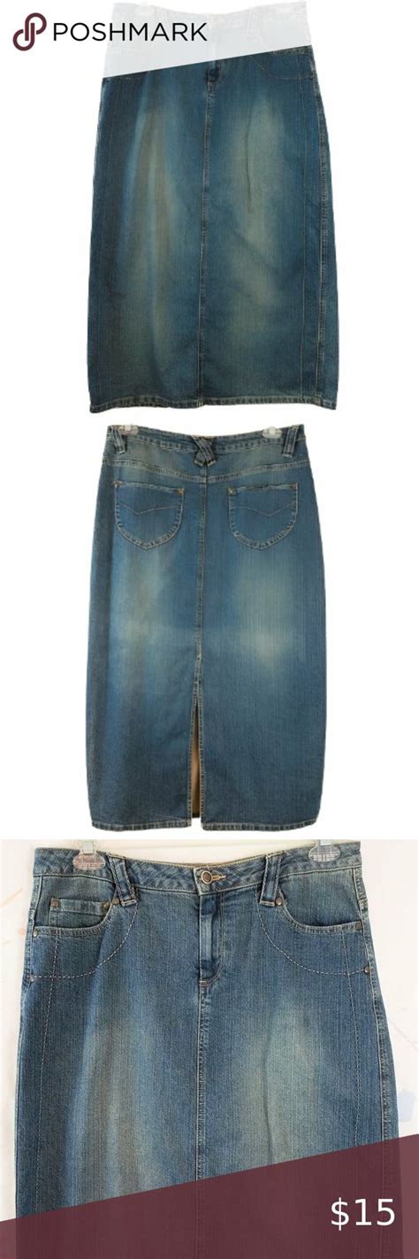 Cato Long Denim Blue Jean Split Skirt Women S 10 In 2022 Womens Skirt Blue Denim Split Skirt