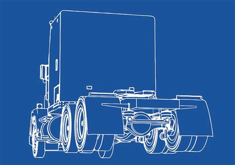 Dessin De Camion Sur Fond Bleu Vecteur Premium