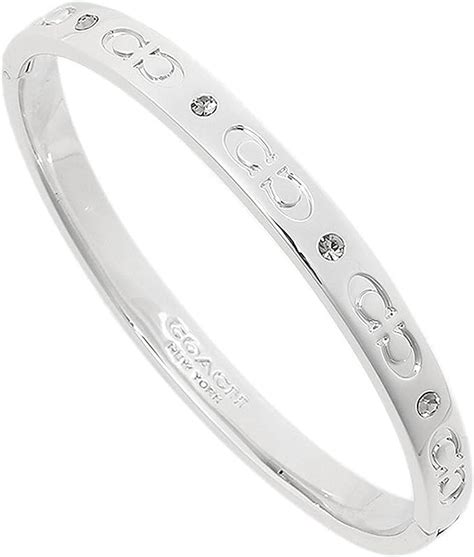 COACH Jewelry: Silver Plated Metal Kissing C Hinged Bangle Bracelet for