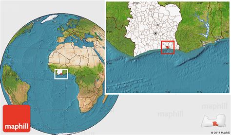 Satellite Location Map Of Abidjan Ville Highlighted Country