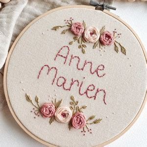 Custom Name Floral Embroidery Hoop Modern Embroidery Nursery Decor