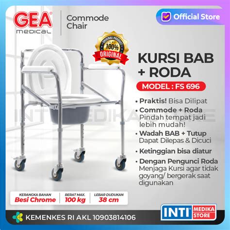 Promo GEA Toilet Portable Lipat Roda COMMODE CHAIR FS 696 Kursi