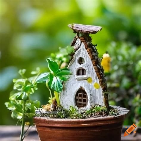 Miniature Fairy House Inside A Plant Pot