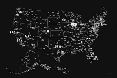 US Primary Airport Code Map Screen Print | Coding, Screen printing, Airport