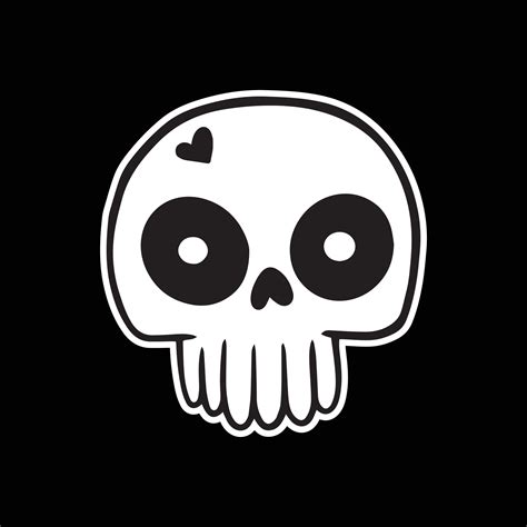 skull art illustration hand drawn black and white 45767276 Vector Art ...