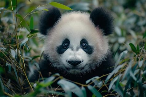 Premium Photo | Baby panda eating bamboo in the forest National panda day