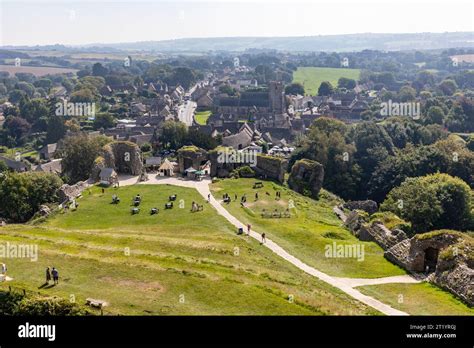 Aerial view corfe castle hi-res stock photography and images - Alamy