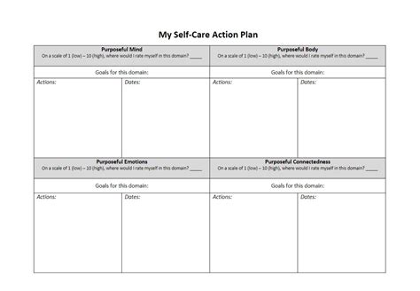 My Self Care Action Plan