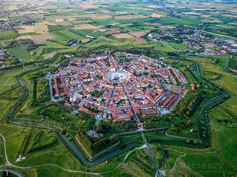 Aerial Drone View Of The Fortress Of Palmanova In Italy Unesco World