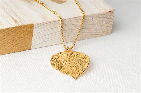 Aspen Leaf Necklace Real Leaf Necklace Gold Aspen Leaf Etsy