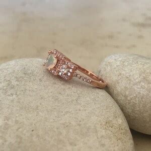 Opal Rose Gold Vintage Engagement Ring Genuine Fire Opal Promise Ring