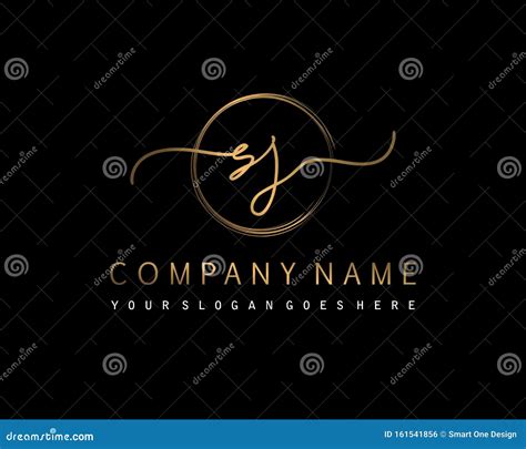 SJ Initial Handwriting Logo Circle Hand Drawn Template Vector Stock