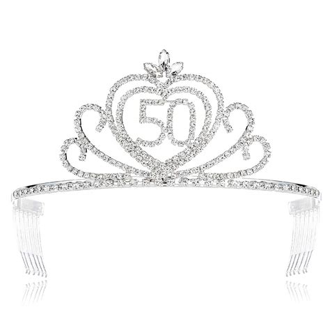 Buy Broswjun 50th Birthday Crowns Tiaras Women 50 Birthday Queen Tiaras