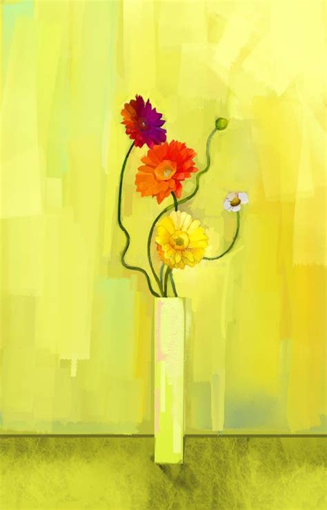 Pintura Al óleo Abstracta De La Flor De La Primavera Todavía Vida Del