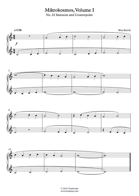 Mikrokosmos Volume I No 22 Imitation and Counterpoint Bartók