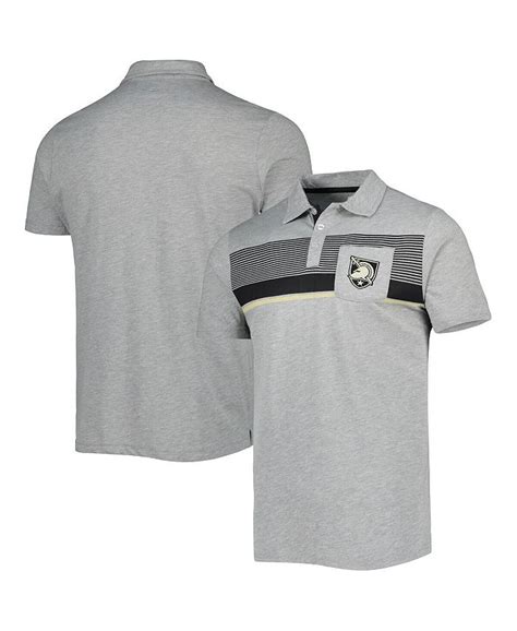 Colosseum Mens Heathered Gray Army Black Knights Golfer Pocket Polo