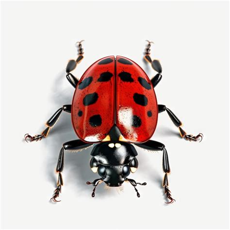 Premium AI Image | A red and black ladybug with black dots is shown on a white background.