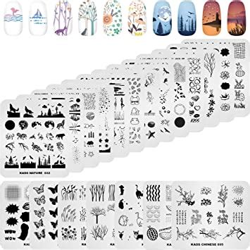 Kads Lot De Plaques De Stamping Pour Ongles Feuilles Et Fleurs