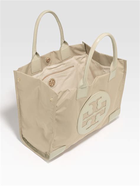 Lyst Tory Burch Ella Nylon Tote In Natural