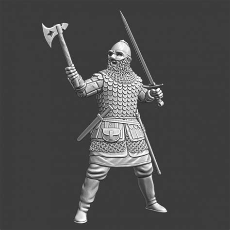 3D Printable Medieval Russian knight with axe and sword by Northern ...