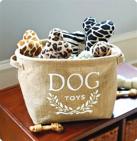 Stenciled Dog Toy Storage Basket