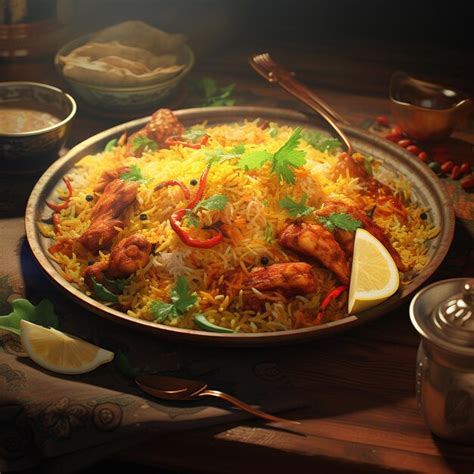 Premium AI Image | Photo of A bowl of Delicious chicken biriyani Pot