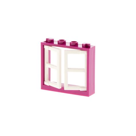 1x Lego Fenster Rahmen 1x4x3 magenta 2 Flügel Laden weiß 60608 60594