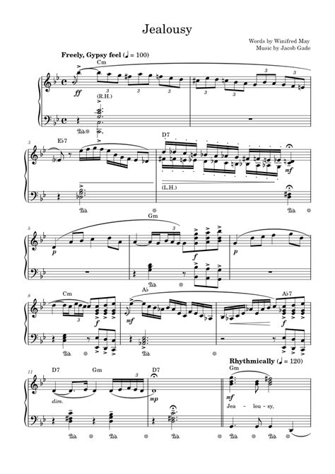 Jealousy Sheet Music For Piano Music Notes