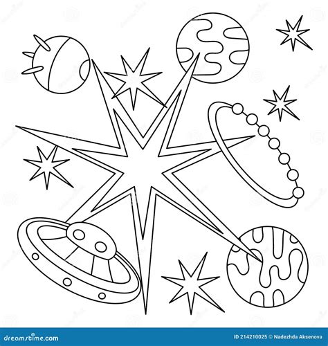 Coloring Book Pages for Kids. Space Theme Stock Vector - Illustration ...