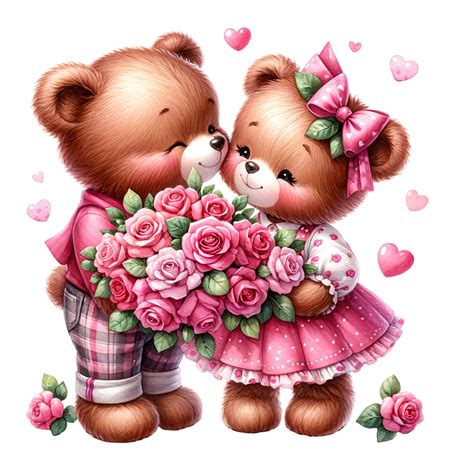 Valentines Teddy Bear Couple Clipart, Couples Teddy Bear Png, Couples ...