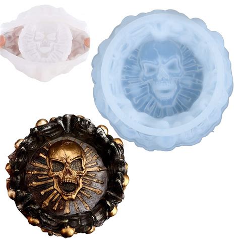 Skull Ashtray Resin Mold Round Skull Ashtray Silicone Etsy