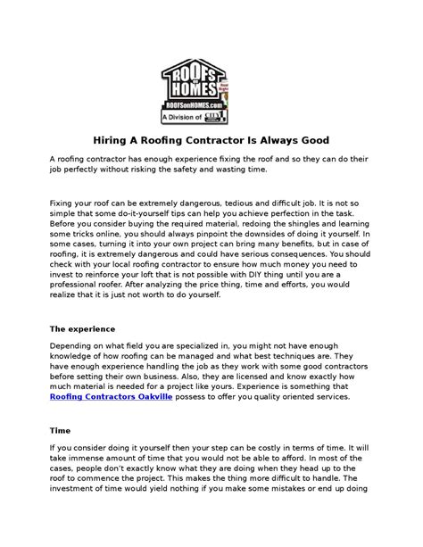 Hiring A Roofing Contractor Is Always Good 20 1 15 By Roofsonhomes Issuu