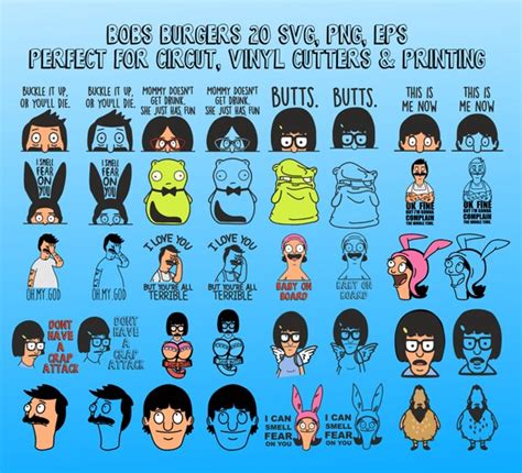 Bobs Burgers Svg Png Eps File Bundle Cricut Digital Etsy