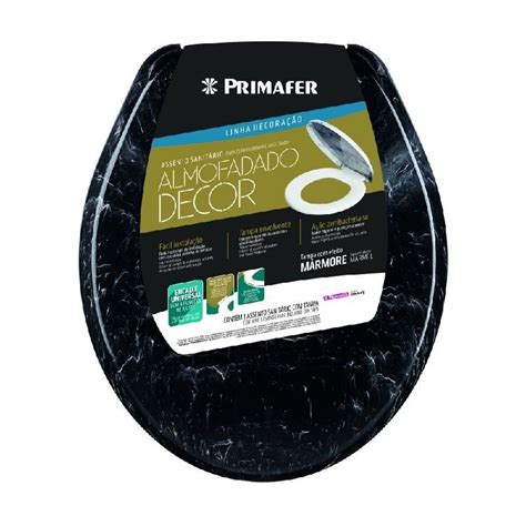 Assento Sanitario Almofadado Decor Plast Preto Marmorizado Primafer