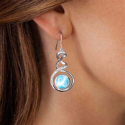 Statement Earrings With Larimar And Sapphire By Marahlago