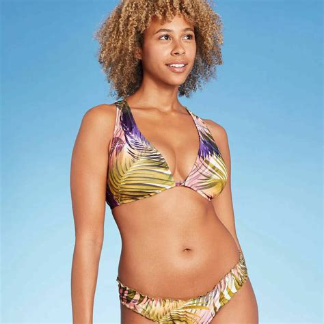 Shade Shore Women S Sz S Tropical Palm Print Padded Strappy Bikini