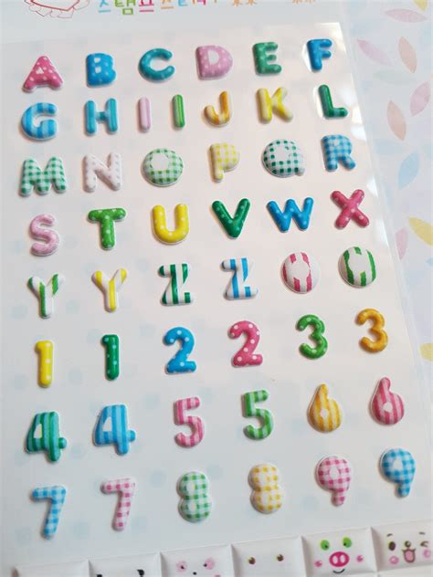 Letters and numbers stickers sheet | Etsy