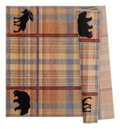 Bear Moose Plaid Cottage Nomad 8x10 Area Rug United Weavers