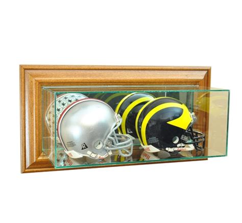 Wall Mounted Double Mini Helmet Dispaly Case Perfect Cases Inc