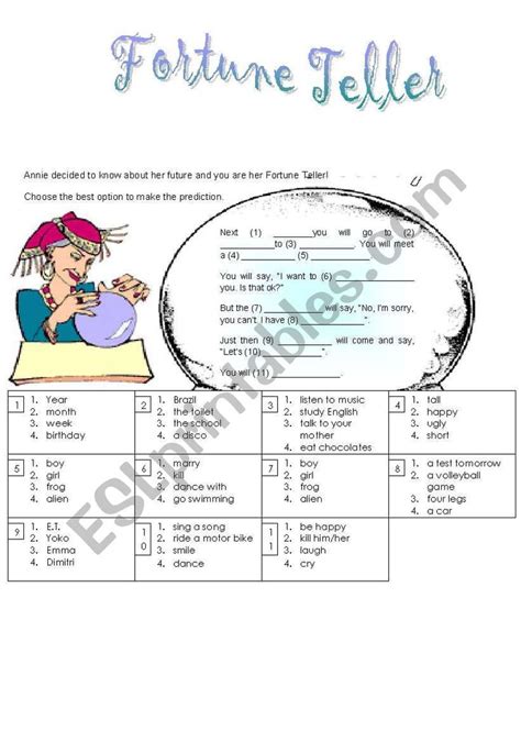 Fortune Teller Esl Worksheet By Elenamaya Esl Lesson Plans Esl