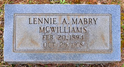 Lennie Armor Mabry McWilliams 1894 1918 Memorial Find A Grave