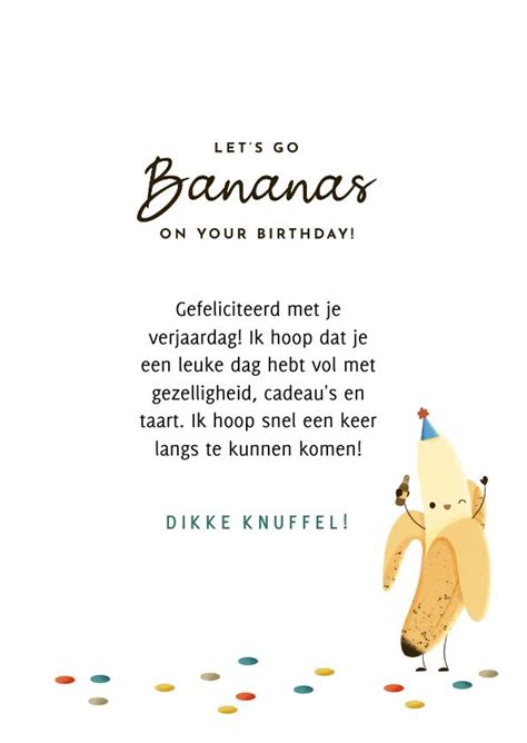 Grappige Verjaardagskaart Bananen Ballon En Confetti