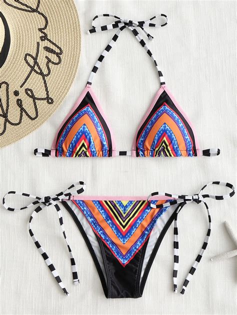 Sexy Micro Bikini Women Swimwear Print String Bikini Set Low Waist