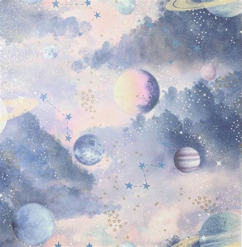 Arthouse Glitter Planets Wallpaper – Pink/Multi – Maz Decor