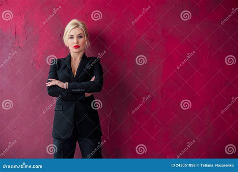 Business Style Woman In Black Suit Stock Photo Image Of Lady