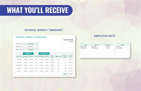 Payroll Weekly Timesheet Template in Apple Pages, Apple Numbers, Word ...