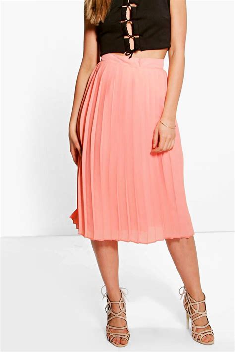 Boohoo Aura Chiffon Pleated Midi Skirt Ebay