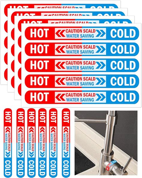 Amazon Pcs Hot Andcold Water Stickers Epoxy Faucet Stickers X Inch Self